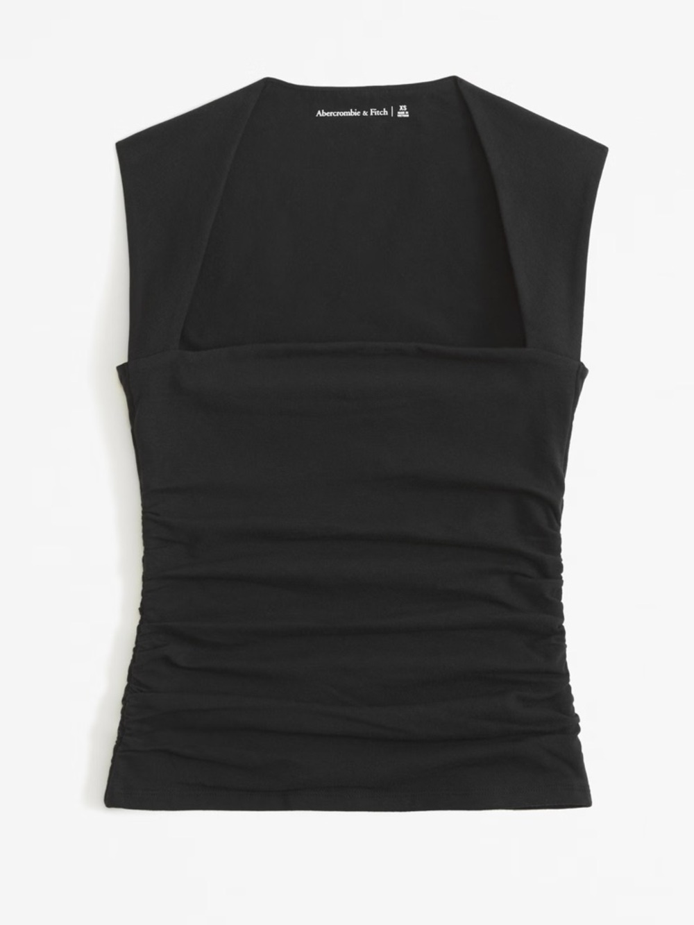 NWT Abercrombie & Fitch Black Square-Neck Ruched Side Tank